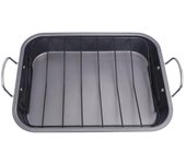 Bandeja para hornear de acero inoxidable con rejilla para enfriar extraíble, juego de sartén para freír con aceite, cesta de patatas fritas antiadherente, bandeja para barbacoa, utensilios para hornear 37X29X6cm