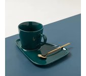 Color sólido Estilo nórdico Taza de café chapada en oro Taza de agua de cerámica Taza Taza de desayuno Taza de leche Té de la tarde Taza de café Plato Juego de dos piezas