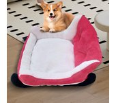 Cama para gatos con forma de trineo navideño, color rojo, con forma de trineo de Papá Noel, de piel sintética, para interior, gatos pequeños, medianos y grandes, perros rojo