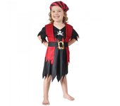 Disfraz de pirata con calavera y machete para niña Bristol novedad 90-100cm negro/rojo