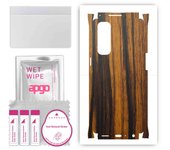 apgo Protective Skin Sticker for the back+sides compatible with Oppo Reno4 Pro, Full Wrap Film, Foil, Vinyl - Pattern Tigerwood