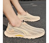 Zapatillas de deporte de verano para hombre, zapatos de malla sin cordones hechos a mano, zapatos deportivos transpirables de piel de vaca 39 negro