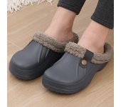 Zuecos de moda para hombre, zapatillas cálidas de invierno para jardín, antideslizantes, impermeables, suaves y peludas, de piel. 35-36(8.6-8.8 inch) blanco negro