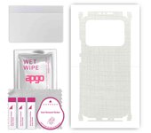 apgo Protective Skin Sticker for the back+sides compatible with Xiaomi Mi  11 Ultra, Full Wrap Film, Foil, Vinyl - Pattern White Fabric