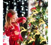 3 adornos navideños de reno con purpurina para colgar en el árbol de Navidad, ideal para decorar la repisa de la puerta. 13cm plata