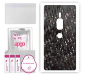 apgo Protective Skin Sticker for the back compatible with Sony Xperia XZ2 Premium, Wrap Film, Foil, Vinyl - Pattern Carbon Black Pixel