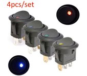 4 unids/set 12V interruptor basculante redondo ON-OFF 2 posiciones 3 pines impermeable LED luz punto barco interruptores de palanca 4pcs rojo