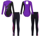 Niños Niñas Niños Biketard Gimnasia Leotardos de Manga Larga con Leggings Slim Fit para Danza Patinaje 11-12 Years azul