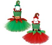 Vestido navideño para niñas, vestido estampado, disfraz de bruja para juego de rol, disfraz de Praty 2T rojo