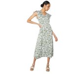 Vestido midi con volantes y detalle de botones safari de Dorothy Perkins para mujer 10 UK verde