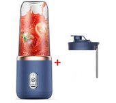 Exprimidor eléctrico portátil de 400ml, 6 cuchillas, taza de jugo de fruta, recargable por USB, exprimidor pequeño automático, licuadora, procesador de alimentos azul
