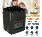 Freidora de aire eléctrica de 15L, horno, tostadora, asador, deshidratador, pantalla táctil LED, freidora de pollo grande, horno de encimera 6 en 1 negro