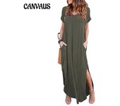 Vestido de talla grande 5XL para mujer, vestido Sexy de verano 2022, pantalón corto liso informal, Maxi vestido con mangas para mujer, vestidos largos para mujer S azul marino