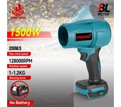 Soplador turbo eléctrico ONEVAN sin escobillas de 1500 W, ventilador de chorro de 200 m/s, secador de coche de mano, herramienta de soplado de polvo para batería Makita de 18 V Without battery