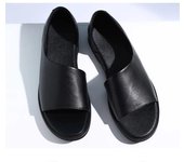 2024 zapatos de cuero genuino de verano sandalias de hombre zapatos planos de vacaciones de verano cuero de vaca antideslizante negro puro 41 negro