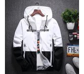 Primavera y Otoño Moda Bloques de Color Chaqueta de Hombre Tendencia Casual Chaqueta Cortavientos Delgada para Estudiantes Chaqueta con Capucha Top L rojo