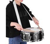 Caja de 12 pulgadas con baquetas, correa para el hombro, instrumento de percusión con llave de tambor para estudiantes negro