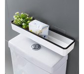 Armario de almacenamiento para baño, estante para colgar en la pared, artefacto multifuncional sin agujeros, encima del estante del inodoro, organizador de estante blanco negro
