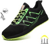 Zapatos de seguridad para el trabajo de última moda, ligeros, con tiras luminiscentes y puntera de acero, indestructibles y a prueba de clavos, zapatillas para hombre 37