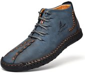 Botas de cuero divididas hechas a mano, zapatos para hombre, botines cómodos para hombre, zapatos casuales, zapatos de herramientas de gran tamaño 38 negro