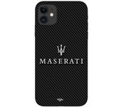 Funda Maniacase para Iphone 12 mini maserati fondo carbono blanco
