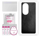 apgo Protective Skin Sticker for the back compatible with Huawei P50 Pro, Wrap Film, Foil, Vinyl - Pattern Black Leather