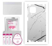 apgo Protective Skin Sticker for the back+sides compatible with Samsung Galaxy M53 5G, Full Wrap Film, Foil, Vinyl - Pattern White Marble