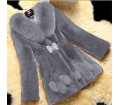 Abrigo de invierno grueso de felpa, ropa cálida, abrigo de piel sintética con cuello, abrigos de moda para mujer, abrigos peludos suaves para mujer S blanco