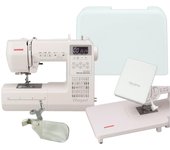 Máquina de coser computarizada Janome MP580MSE Equipada con prensatelas, presión del hilo, tensión del hilo, función de corte de hilo, ajuste/bobina plata
