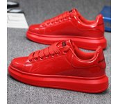 Zapatos de hombre lacados de alta calidad, de moda, negros, blancos y rojos, para parejas, deportivos casuales, tenis de moda y versátiles. 36 blanco