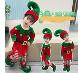 Disfraces de elfo navideño para niños, niñas y niños, lindos atuendos que incluyen vestido, calcetines a rayas y cosplay 180cm rojo
