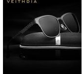 Gafas de sol polarizadas de acero inoxidable de diseñador de marca VEITHDIA, gafas de sol para hombres y mujeres azul/plata