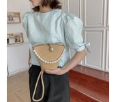 Bolso de paja tejido a la moda, bolso cruzado de ratán hecho a mano, bolso de playa de punto de verano, bolso pequeño, bolso de hombro para mujer, cartera