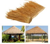 Rollo de techo de paja artificial, accesorio ecológico para decoración de jardín y patio, versátil y realista. marrón oscuro