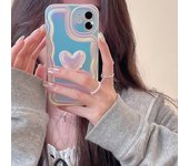 Funda de teléfono de lujo con láser 3d Love Heart Wave Edge para Iphone 13 12 11 Pro Xs Max X Xr elegante Aurora a prueba de golpes funda trasera suave For iPhone XS Max