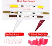 Rotuladores de pincel de doble punta, juego de marcadores artísticos de 120 colores con pincel y bolígrafo de colores de punta fina para niños Black Handle