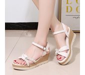 Zapatos de verano 2024, Sandalias de tacón alto para mujer, zapatos de cuña modernos a la moda para mujer, zapatos de vacaciones de verano, suaves y cómodos 35 albaricoque