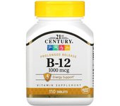 21st Century, B-12, tabletas de liberación prolongada, 1000 mcg, 110 tabletas