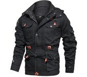 Chaqueta de invierno informal de forro polar grueso para hombre, chaqueta con capucha de talla grande, mediana y larga M caqui