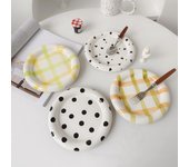 Plato de cerámica de tinta blanca de estilo europeo, vajilla para platos principales, vajilla de cocina, plato redondo de estilo occidental, plato decorativo