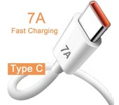Cable de carga súper rápida USB tipo C 7A 100W para iPhone 15 Pro Max Huawei P40 Cable de datos de carga rápida para Xiaomi Mi 12 Pro Oneplus Realme POCO 0.25M blanco
