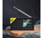 Radio digital DAB y FM con BT, receptor inalámbrico recargable DAB+FM de radio digital portátil con negro