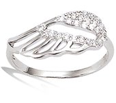 Bague Argent 'Les Ailes d'Ange' blanc argenté (rhodié) - 10 mm 52 blanco