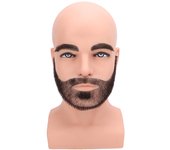 Cabeza de maniquí masculino calvo con barba y cejas, de resina y PVC, realista, para práctica de peluquería.