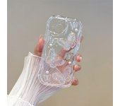 Funda transparente con purpurina ostentosa de cristal de mariposa 3D para iPhone 15 14 Plus 13 12 11 Pro Max X XR XS Max estrella brillante perla cubierta ondulada For iPhone 14Pro Max