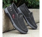Nuevos zapatos de lona transpirables para hombre, zapatillas informales sin cordones, mocasines de moda, zapatillas deportivas para correr para hombre 39 gris oscuro