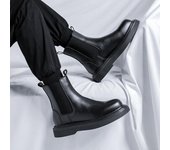 Botas Chelsea para hombre, estilo británico, de verano, nuevas, de cuero, de caña alta, elegantes botas Martin con diseño de locomotora 59331-R 38 negro
