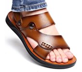 Sandalias para hombre, novedad de verano, zapatillas deslizantes a la moda para hombre, zapatos antideslizantes para exteriores, sandalias sin cordones para playa, zapatillas de viaje 37