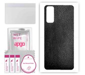 apgo Protective Skin Sticker for the back compatible with Vivo Y20s, Wrap Film, Foil, Vinyl - Pattern Black Leather