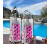 Bolsa aislante para botellas de vino tinto de PVC, ideal para exteriores, ideal para hielo, cerveza y vino frío. color rosa